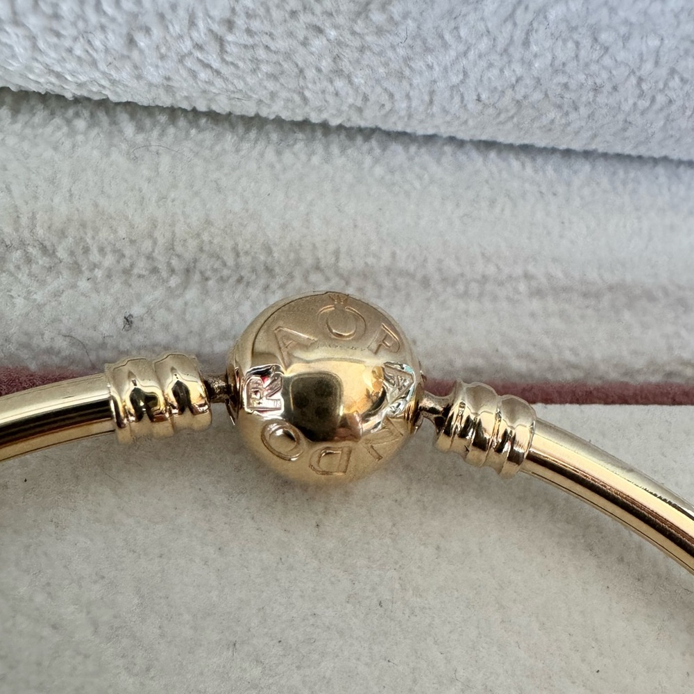 100% Authentic Pandora 14K Solid Gold Bangle Bracelet 8.3” - Picture 5 of 6